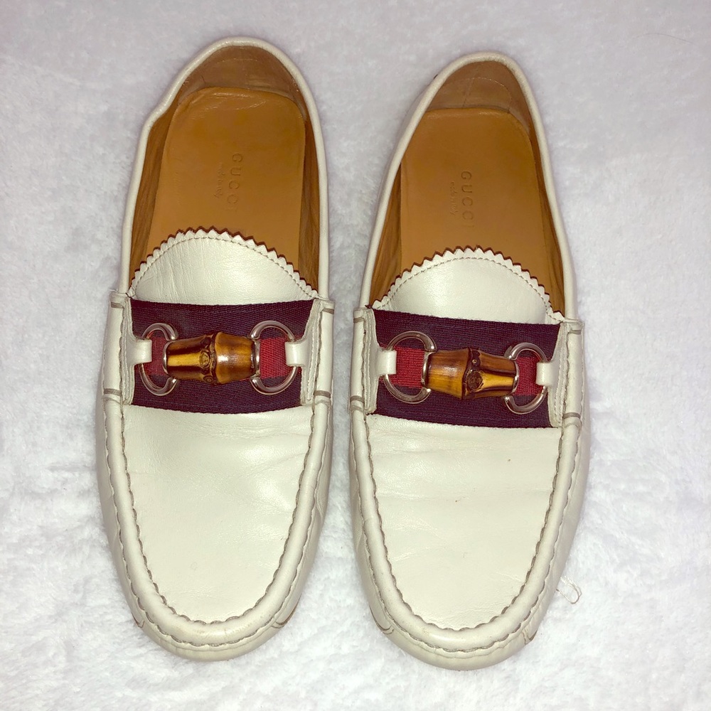 Gucci White Driving Loafers